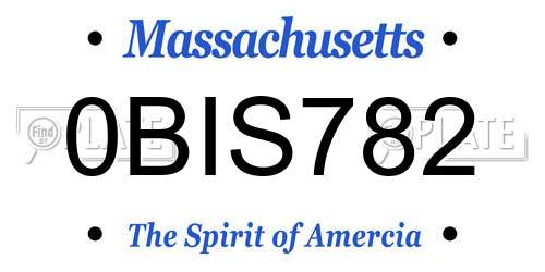 0BIS782 Massachusetts License Plate