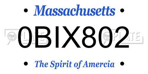 0BIX802 Massachusetts License Plate