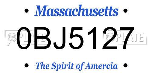 0BJ5127 Massachusetts License Plate