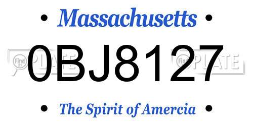 0BJ8127 Massachusetts License Plate