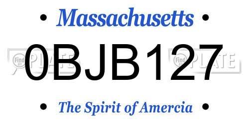 0BJB127 Massachusetts License Plate