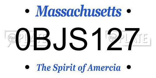 0BJS127 Massachusetts License Plate