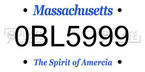 0BL5999 Massachusetts License Plate