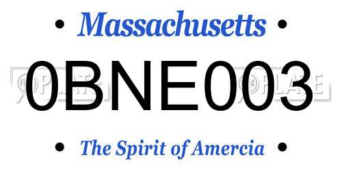 0BNE003 Massachusetts License Plate