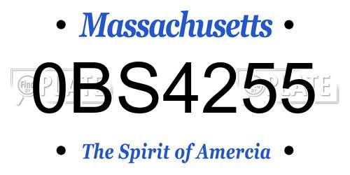 0BS4255 Massachusetts License Plate
