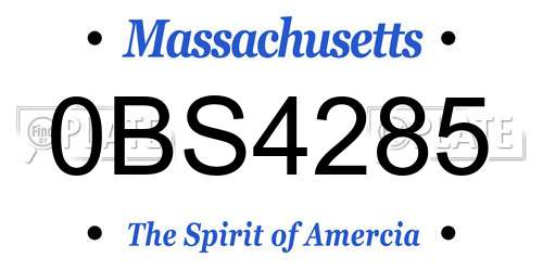 0BS4285 Massachusetts License Plate