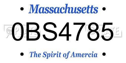 0BS4785 Massachusetts License Plate
