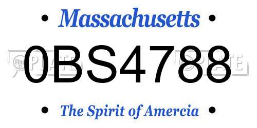 0BS4788 Massachusetts License Plate