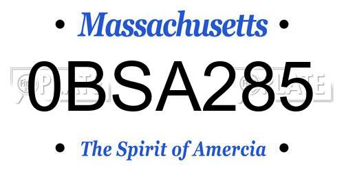 0BSA285 Massachusetts License Plate