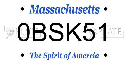 0BSK51 Massachusetts License Plate