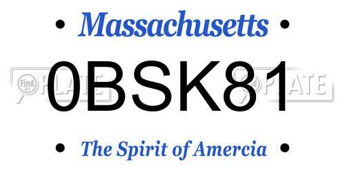 0BSK81 Massachusetts License Plate