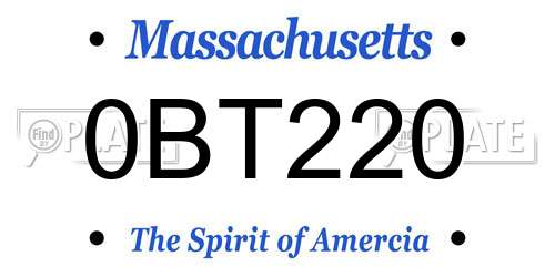 0BT220 Massachusetts License Plate