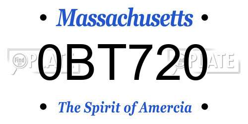 0BT720 Massachusetts License Plate