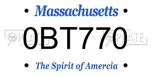 0BT770 Massachusetts License Plate