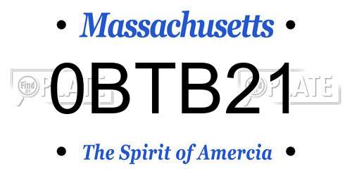 0BTB21 Massachusetts License Plate