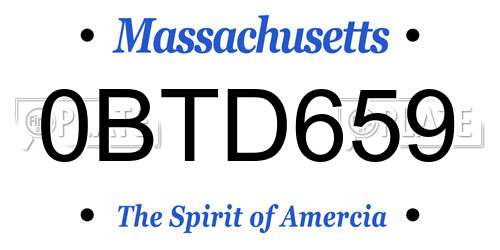 0BTD659 Massachusetts License Plate