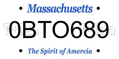 0BTO689 Massachusetts License Plate