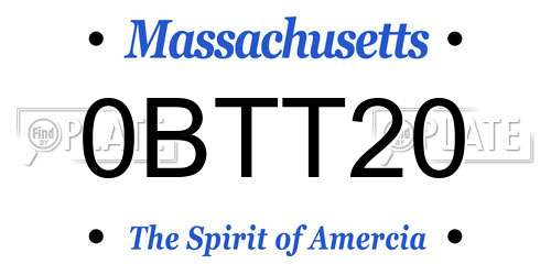 0BTT20 Massachusetts License Plate