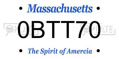0BTT70 Massachusetts License Plate