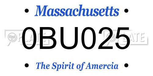 0BU025 Massachusetts License Plate