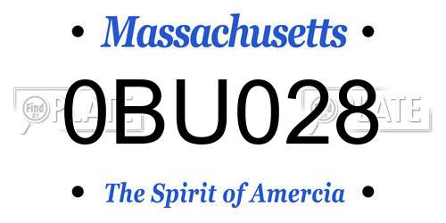 0BU028 Massachusetts License Plate