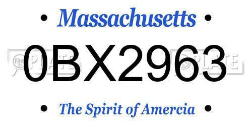 0BX2963 Massachusetts License Plate