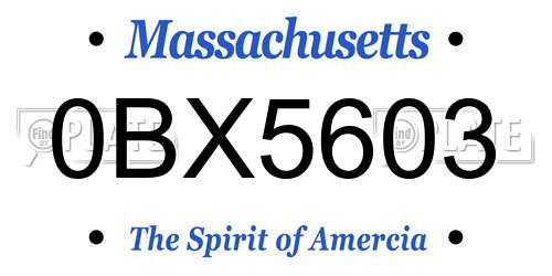 0BX5603 Massachusetts License Plate