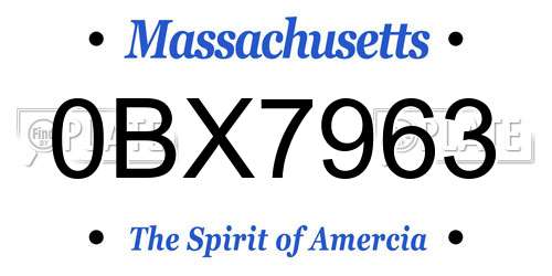 0BX7963 Massachusetts License Plate