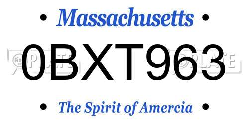 0BXT963 Massachusetts License Plate