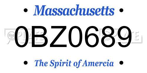 0BZ0689 Massachusetts License Plate