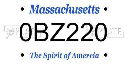 0BZ220 Massachusetts License Plate