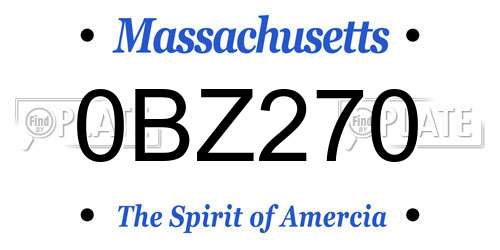 0BZ270 Massachusetts License Plate