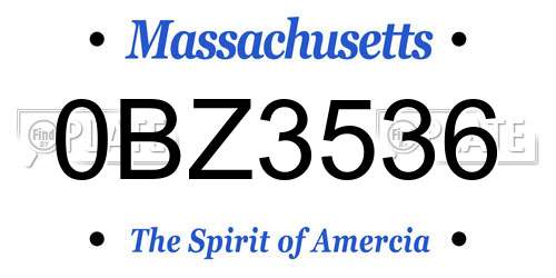 0BZ3536 Massachusetts License Plate
