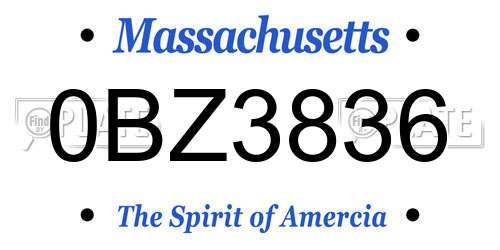 0BZ3836 Massachusetts License Plate