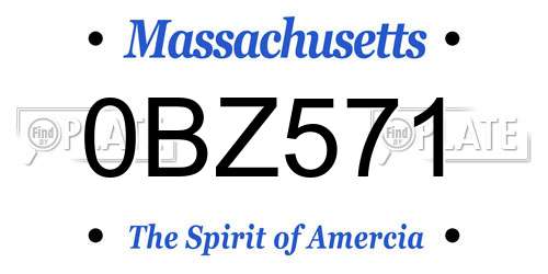 0BZ571 Massachusetts License Plate