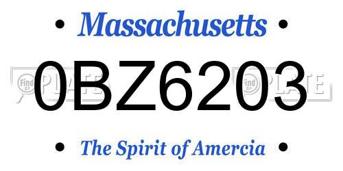 0BZ6203 Massachusetts License Plate