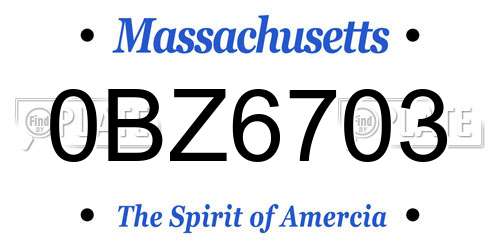 0BZ6703 Massachusetts License Plate