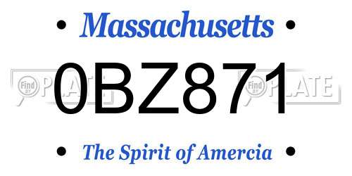 0BZ871 Massachusetts License Plate