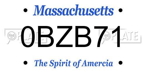 0BZB71 Massachusetts License Plate