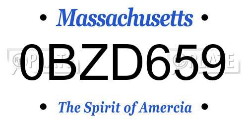 0BZD659 Massachusetts License Plate