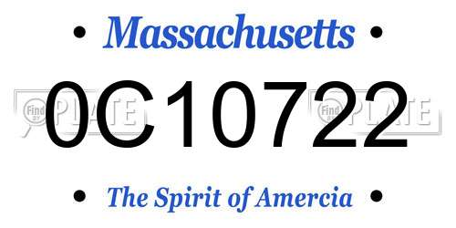 0C10722 Massachusetts License Plate
