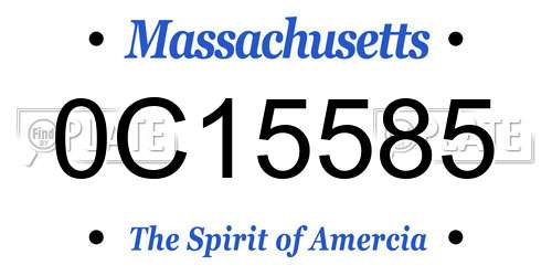 0C15585 Massachusetts License Plate