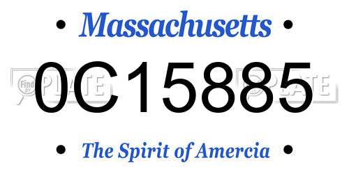 0C15885 Massachusetts License Plate