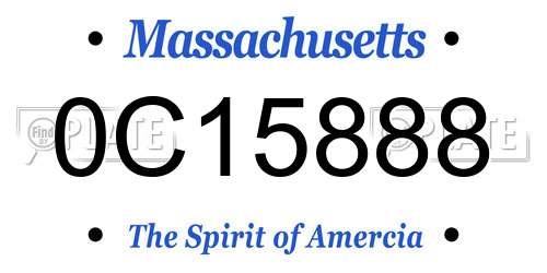 0C15888 Massachusetts License Plate