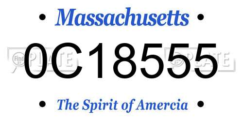 0C18555 Massachusetts License Plate