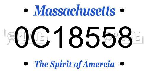 0C18558 Massachusetts License Plate