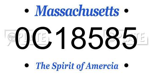 0C18585 Massachusetts License Plate
