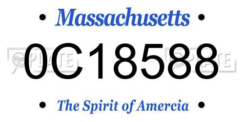 0C18588 Massachusetts License Plate
