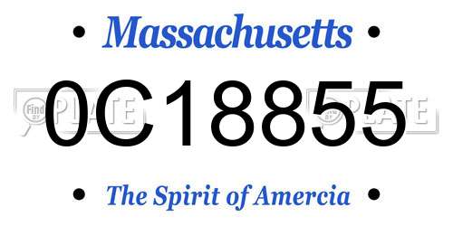 0C18855 Massachusetts License Plate