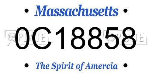 0C18858 Massachusetts License Plate